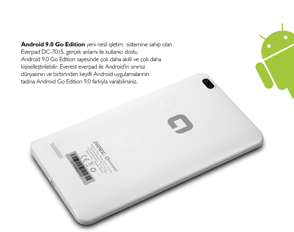 Everest EverPad Dc-7015 16Gb 1Gb Android 9 Go Ips 7'' Beyaz Tablet